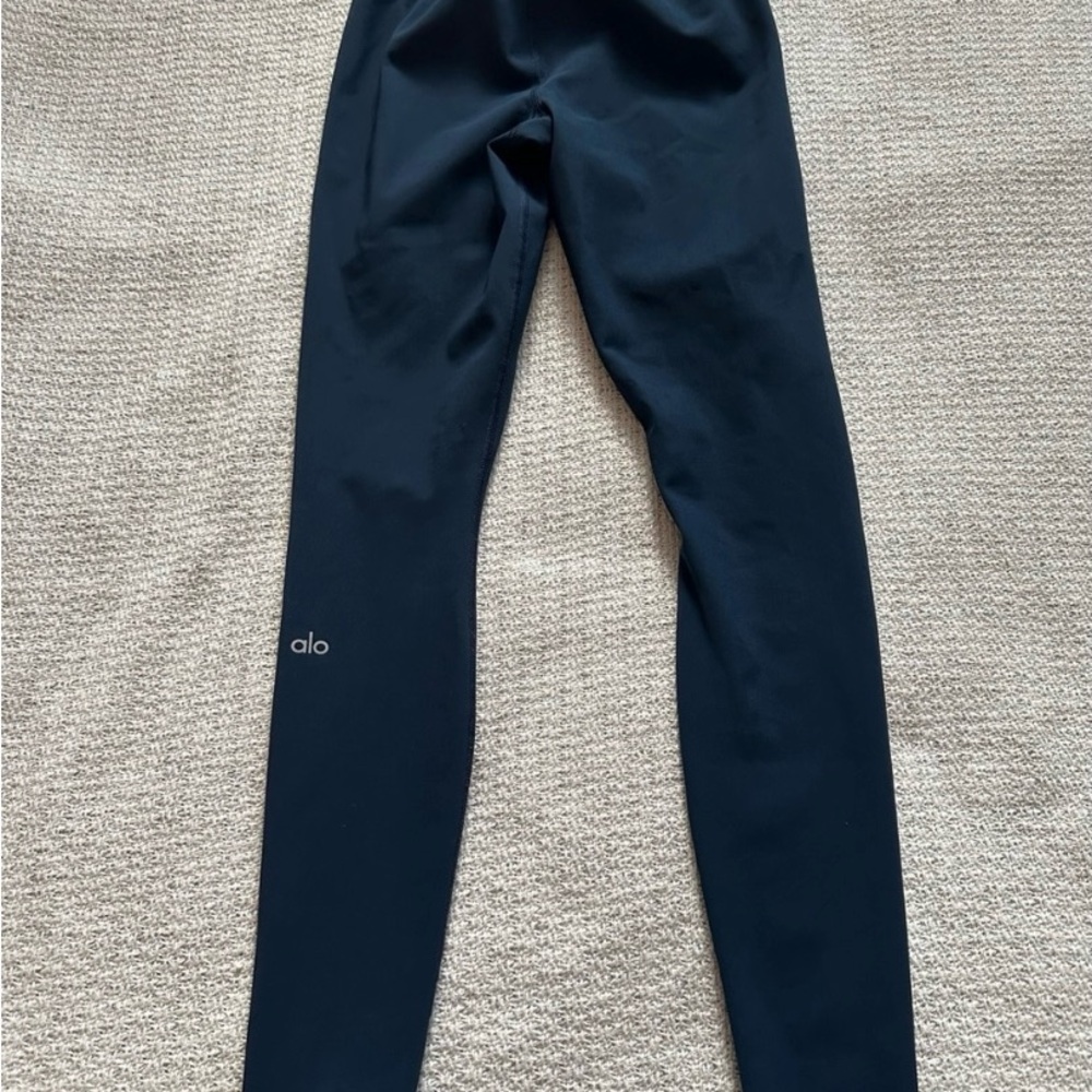 ALO Yoga Navy High-Waisted Ripped Leggings